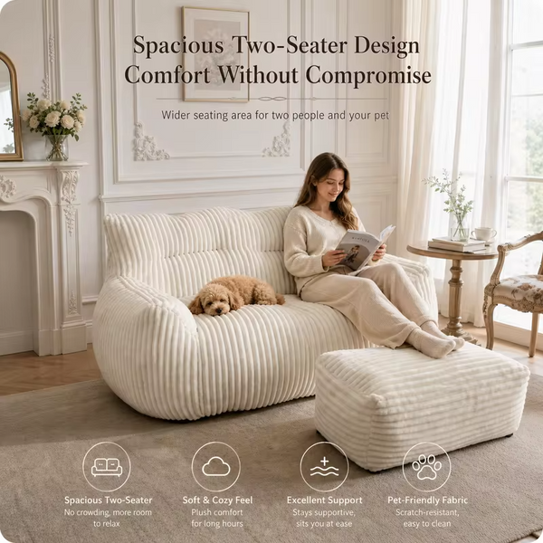 Giant Bean Bag Chair for Adults with Armrests ,Large Stuffed Animal Storage Bean Bag ,Washable Oversized Comfy Beanbag Chair, Cozy Fluffy Single Cloud Mini Couch,Lounge Lazy Floor Sofa Accent Chair for Living Room