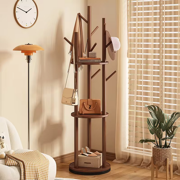 Wooden Coat Racks Luxury Rotating Clothes Hanger Standing Floor Coat Rack Living Room Organizer Clothing Hangers Aesthetic Shelf