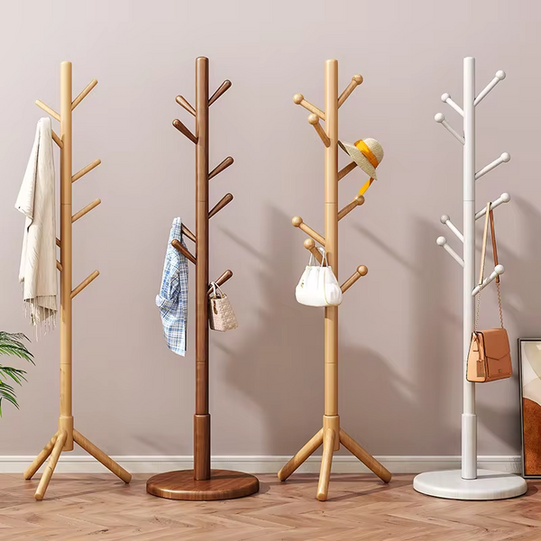 Solid Wood Freestanding Coat Rack Bedroom Home Office Winter Wardrobe Hanger Clothes Stand Coat Rack Stand Clothing Racks