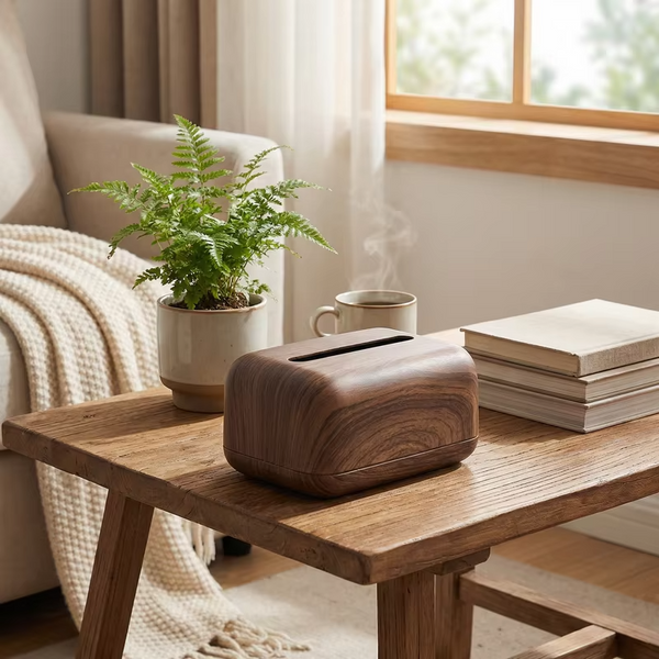Vintage Faux Wood Plastic Tissue Box Cover Chinese Desktop Napkin Dispenser Home Restaurant Decor Christmas Halloween Gift