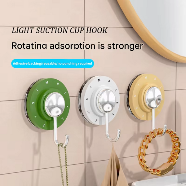 Swivel Suction Cup Bathroom Hook Markless Punch-Free Wall-Mounted Heavy-Duty Bathroom Kitchen and Furniture Storage