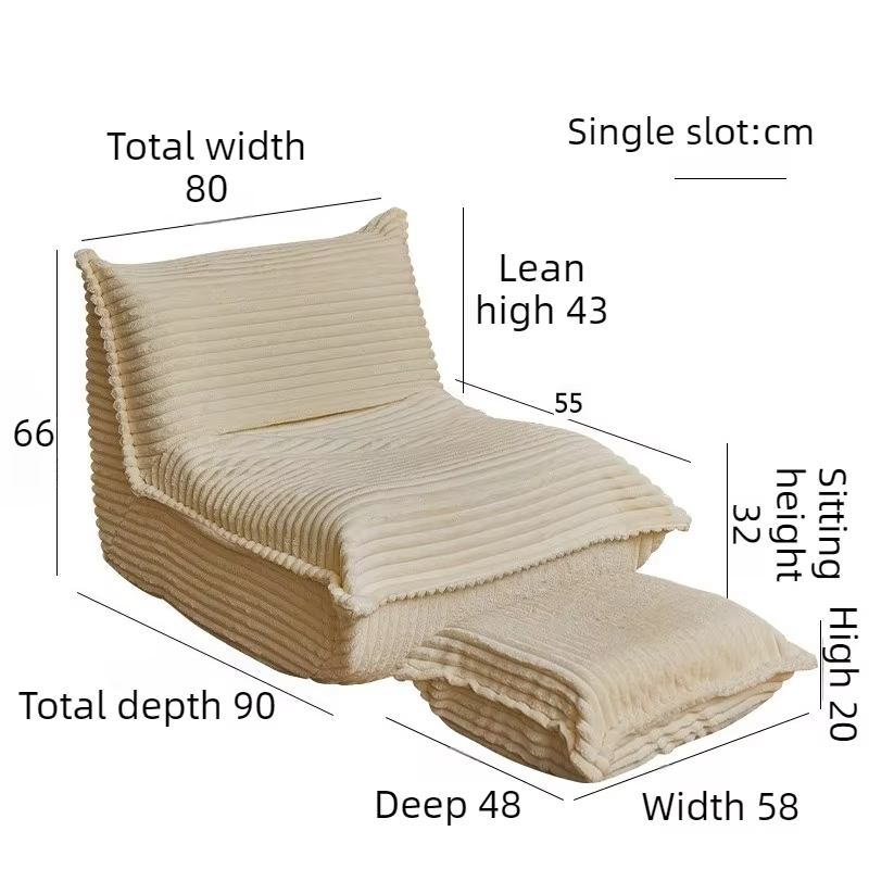 Lazy Bean Bag Sofas Living Room Relaxing 1-person Sofa Comfortable Soft Couch Balcony Bedroom Giant Puffs Sleeper Beanbag Sofas