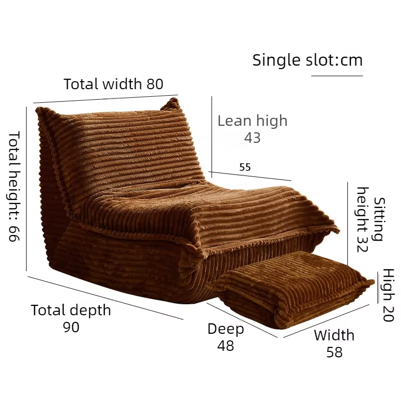 Lazy Bean Bag Sofas Living Room Relaxing 1-person Sofa Comfortable Soft Couch Balcony Bedroom Giant Puffs Sleeper Beanbag Sofas