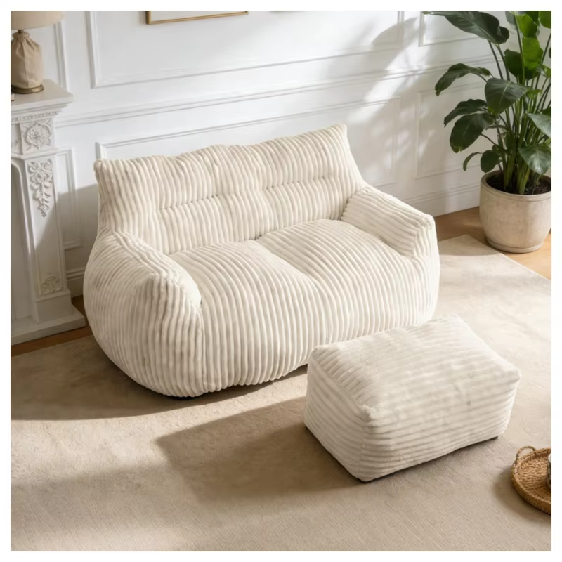 Giant Bean Bag Chair for Adults with Armrests ，Large Stuffed Animal Storage Bean Bag ，Washable Oversized Comfy  Beanbag  Chair，  Cozy Fluffy Single Cloud Mini Couch，Lounge Lazy Floor Sofa Accent Chair for Living Room