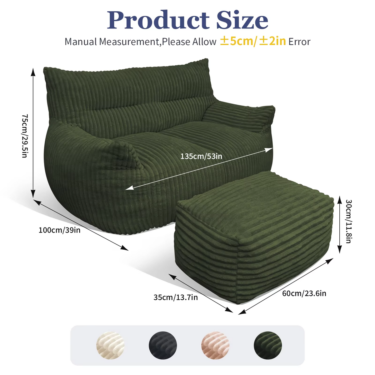 Giant Bean Bag Chair for Adults with Armrests ，Large Stuffed Animal Storage Bean Bag ，Washable Oversized Comfy  Beanbag  Chair，  Cozy Fluffy Single Cloud Mini Couch，Lounge Lazy Floor Sofa Accent Chair for Living Room