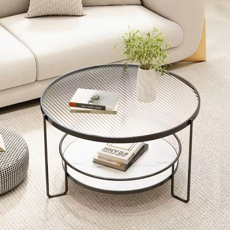 Changhong tempered glass coffee table small apartment living room round household minimalist mini table