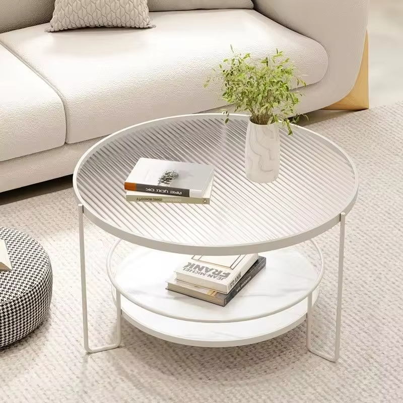 Changhong tempered glass coffee table small apartment living room round household minimalist mini table