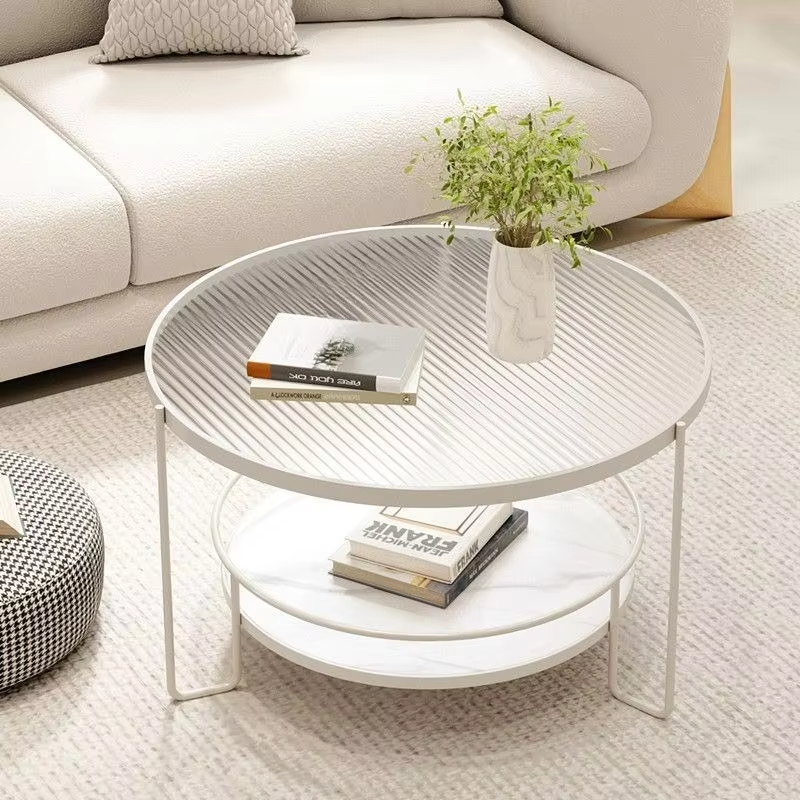Changhong tempered glass coffee table small apartment living room round household minimalist mini table