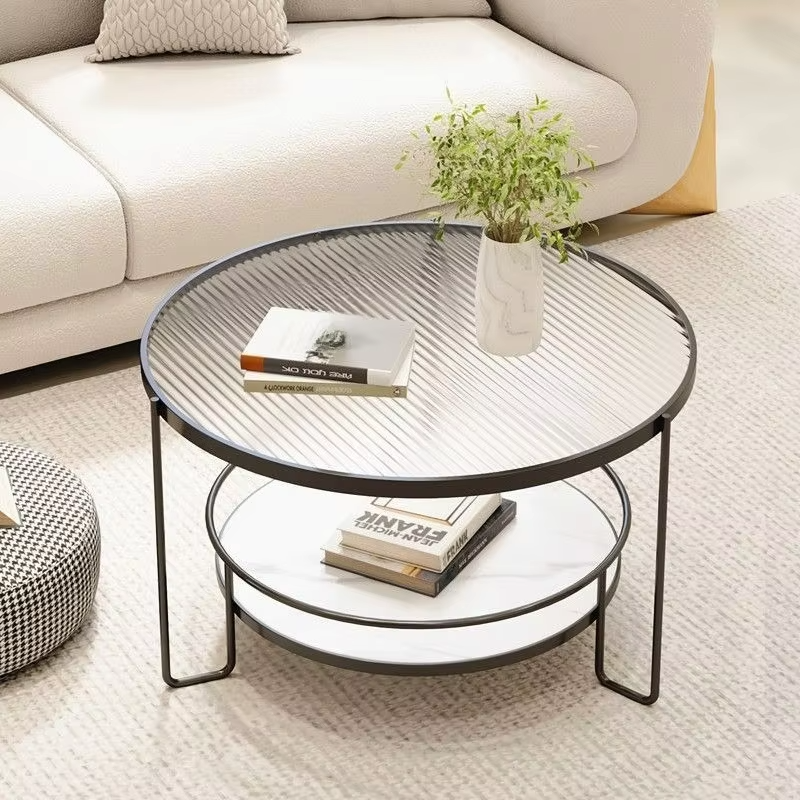Changhong tempered glass coffee table small apartment living room round household minimalist mini table