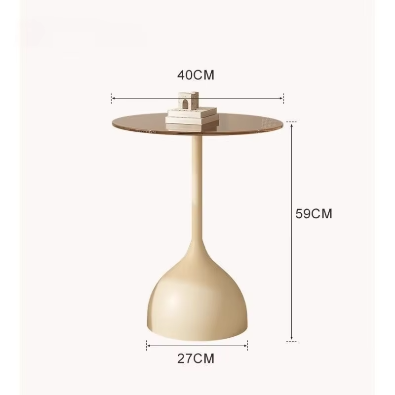 Glass edge sofa small coffee table balcony casual tea table light luxury high-end small round table shelf bedside cabinet