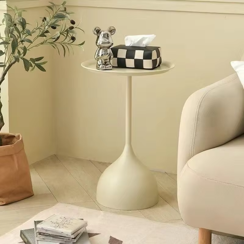 Glass edge sofa small coffee table balcony casual tea table light luxury high-end small round table shelf bedside cabinet