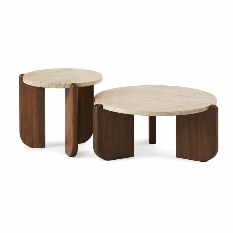Round Coffee Table Wabi Sabi Stone Coffee Table Solid Wood Tea Table Minimalist Living Room Balcony Side Table Decor