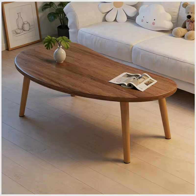 Nordic-Style Solid Wood Round Coffee Table – Soft Rounded Edges, Natural Wood Grain Texture, Sturdy Living Room Center Table for Modern Home Decor & Thoughtful Gift Idea