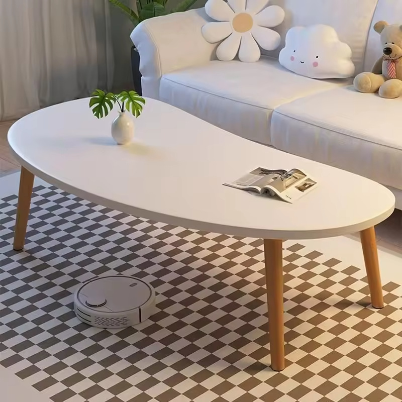 Nordic-Style Solid Wood Round Coffee Table – Soft Rounded Edges, Natural Wood Grain Texture, Sturdy Living Room Center Table for Modern Home Decor & Thoughtful Gift Idea