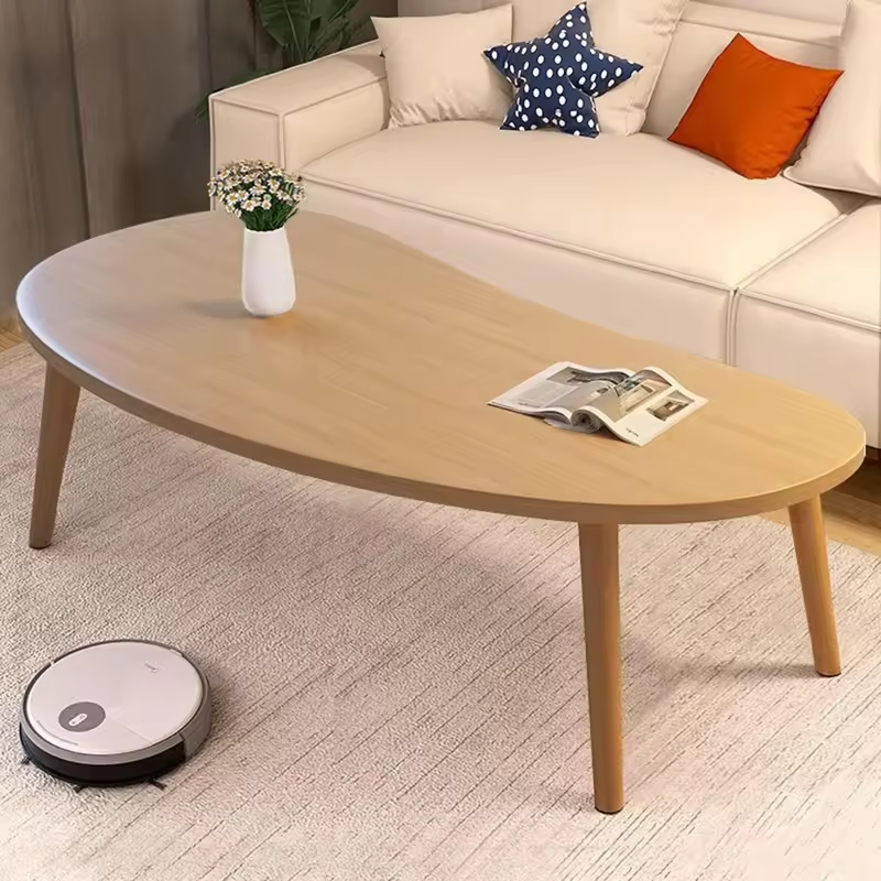 Nordic-Style Solid Wood Round Coffee Table – Soft Rounded Edges, Natural Wood Grain Texture, Sturdy Living Room Center Table for Modern Home Decor & Thoughtful Gift Idea