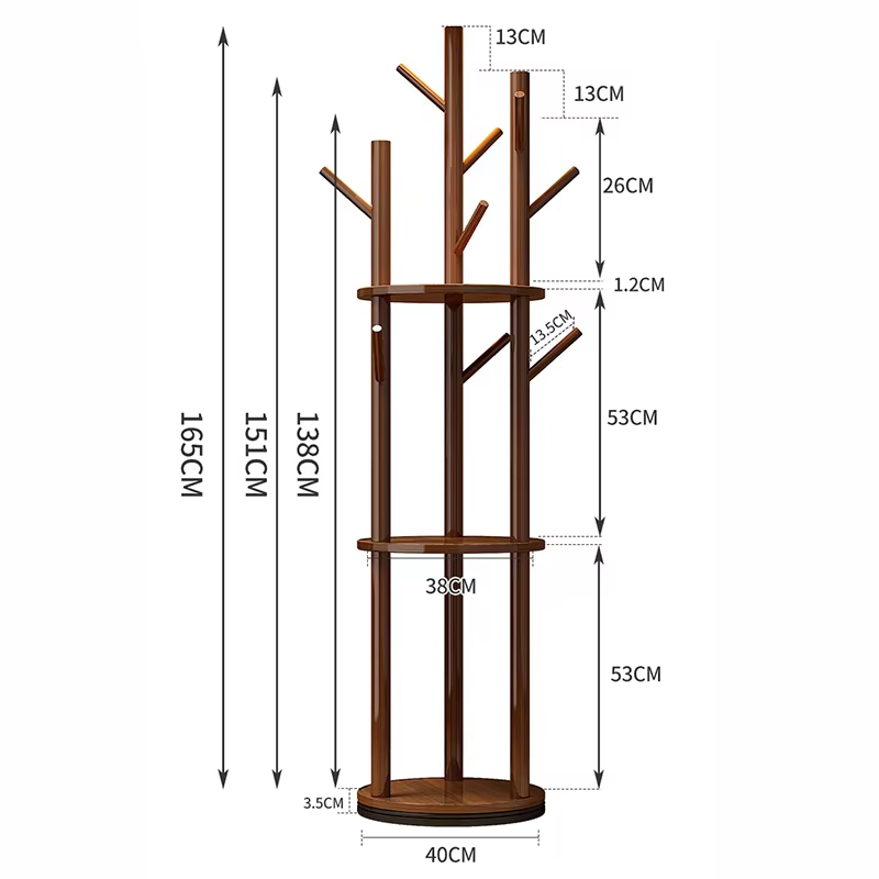 Wooden Coat Racks Luxury Rotating Clothes Hanger Standing Floor Coat Rack Living Room Organizer Clothing Hangers Aesthetic Shelf