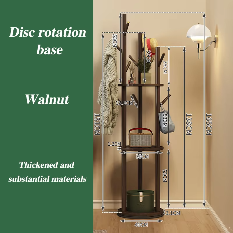 Wooden Coat Racks Luxury Rotating Clothes Hanger Standing Floor Coat Rack Living Room Organizer Clothing Hangers Aesthetic Shelf