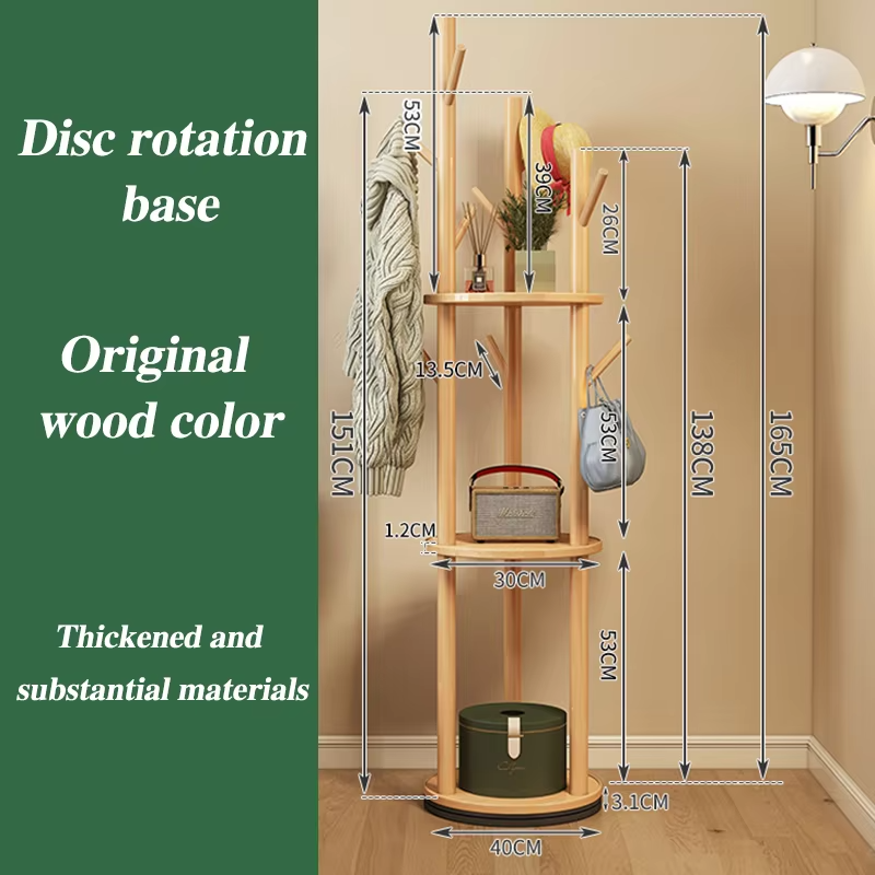 Wooden Coat Racks Luxury Rotating Clothes Hanger Standing Floor Coat Rack Living Room Organizer Clothing Hangers Aesthetic Shelf