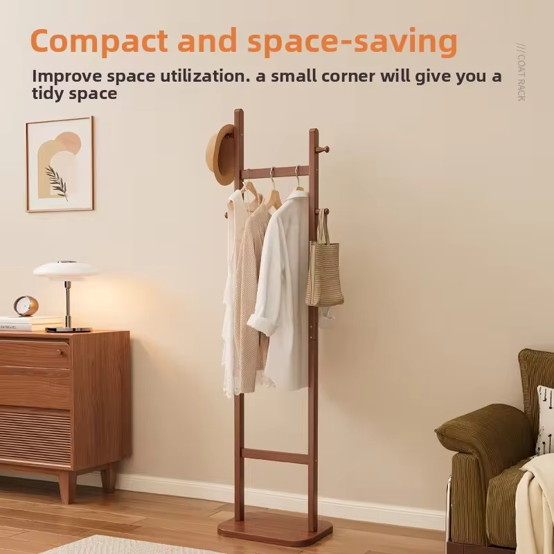 Light Luxury Vertical Freestanding Coat Rack | Indoor Clothes Storage & Drying Pole for Bedroom Household