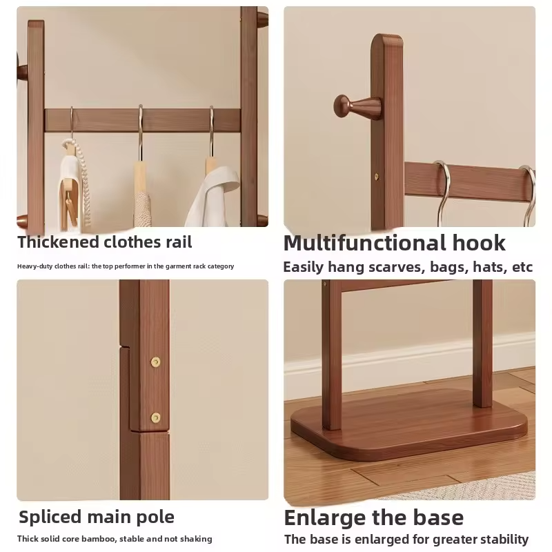 Light Luxury Vertical Freestanding Coat Rack | Indoor Clothes Storage & Drying Pole for Bedroom Household