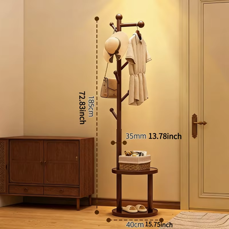 Solid Wood Coat Rack Garment Rack Clothing Rack Standing Clothes Hanger Stand Hat Bag Organizer Entrance Hall