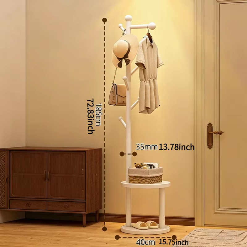 Solid Wood Coat Rack Garment Rack Clothing Rack Standing Clothes Hanger Stand Hat Bag Organizer Entrance Hall