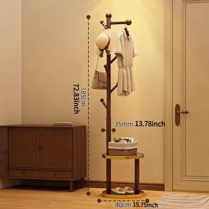 Solid Wood Coat Rack Garment Rack Clothing Rack Standing Clothes Hanger Stand Hat Bag Organizer Entrance Hall