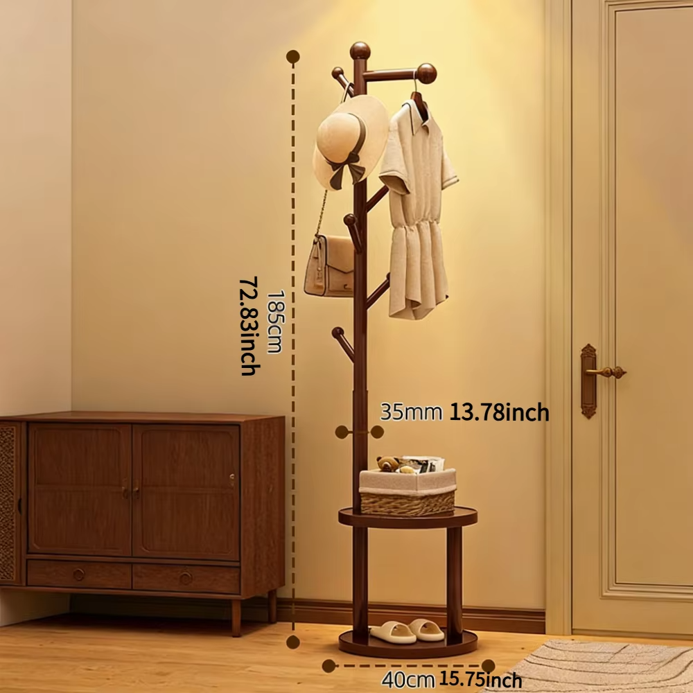 Solid Wood Coat Rack Garment Rack Clothing Rack Standing Clothes Hanger Stand Hat Bag Organizer Entrance Hall