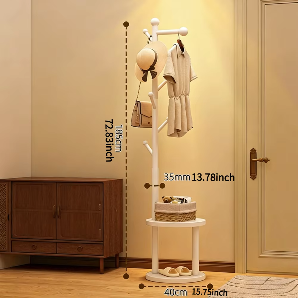 Solid Wood Coat Rack Garment Rack Clothing Rack Standing Clothes Hanger Stand Hat Bag Organizer Entrance Hall