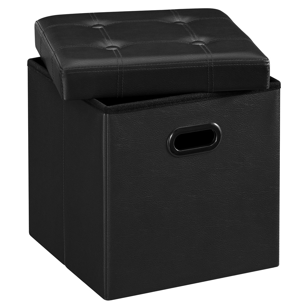 SONGMICS Mazie Collection - 15 Inches Ottoman with Storage, Footstool, Storage Ottoman with Metal Handles, Load 660 lb