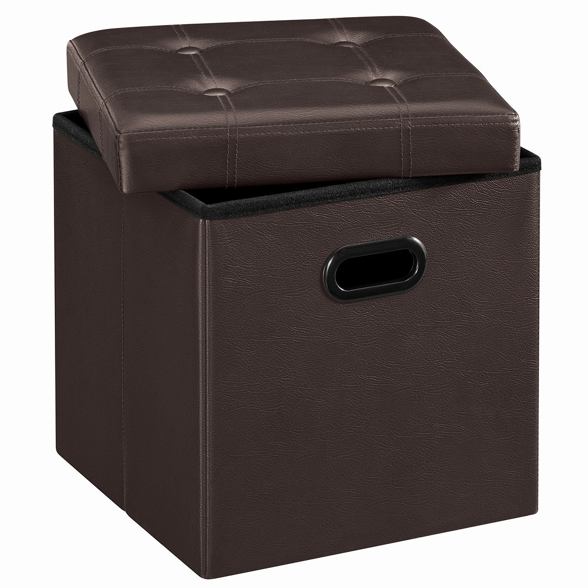 SONGMICS Mazie Collection - 15 Inches Ottoman with Storage, Footstool, Storage Ottoman with Metal Handles, Load 660 lb