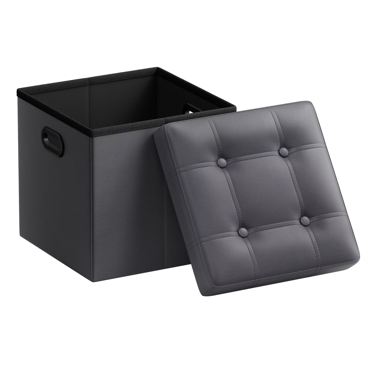SONGMICS Mazie Collection - 15 Inches Ottoman with Storage, Footstool, Storage Ottoman with Metal Handles, Load 660 lb