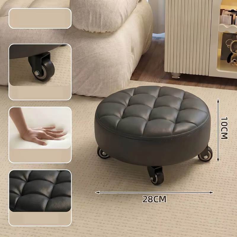 Household Wheeled Low Stools Floor-cleaning Chairs Wheeled Seam Sealing Stools Rotating Nail and Pedicure Round Stools