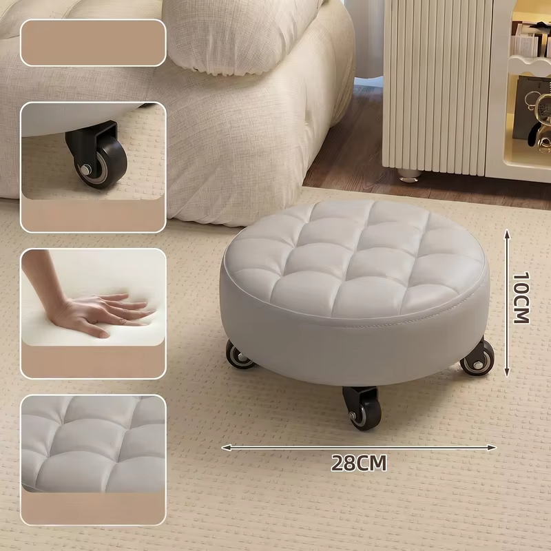 Household Wheeled Low Stools Floor-cleaning Chairs Wheeled Seam Sealing Stools Rotating Nail and Pedicure Round Stools