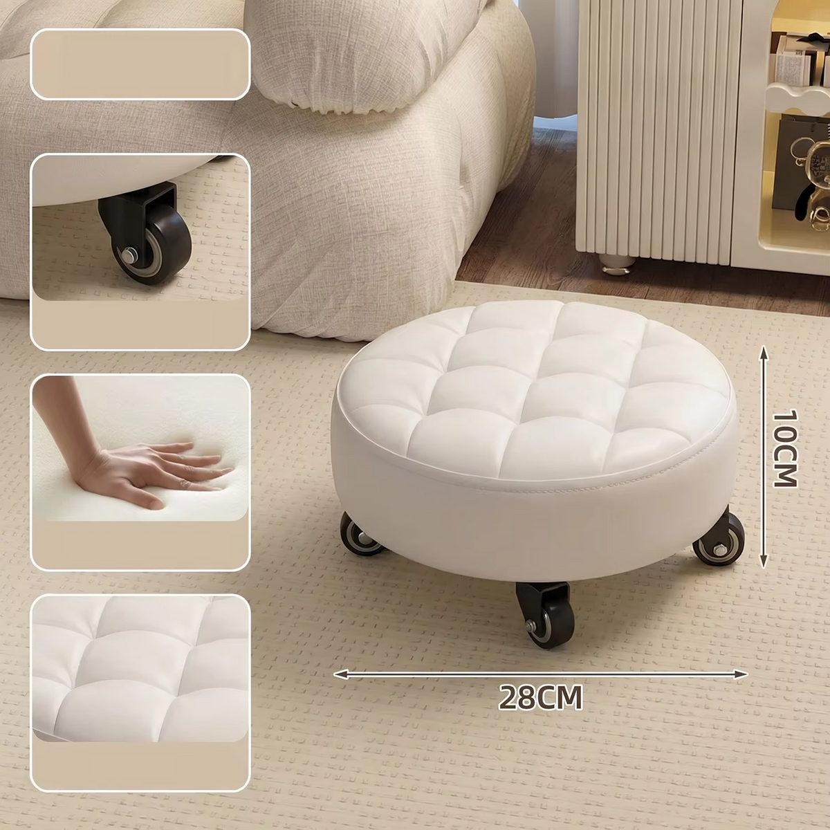 Household Wheeled Low Stools Floor-cleaning Chairs Wheeled Seam Sealing Stools Rotating Nail and Pedicure Round Stools