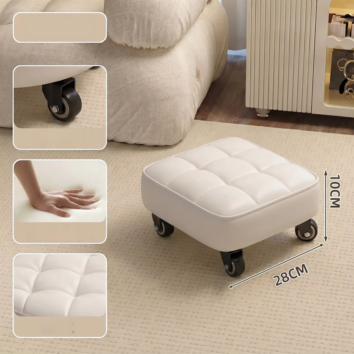 Household Wheeled Low Stools Floor-cleaning Chairs Wheeled Seam Sealing Stools Rotating Nail and Pedicure Round Stools
