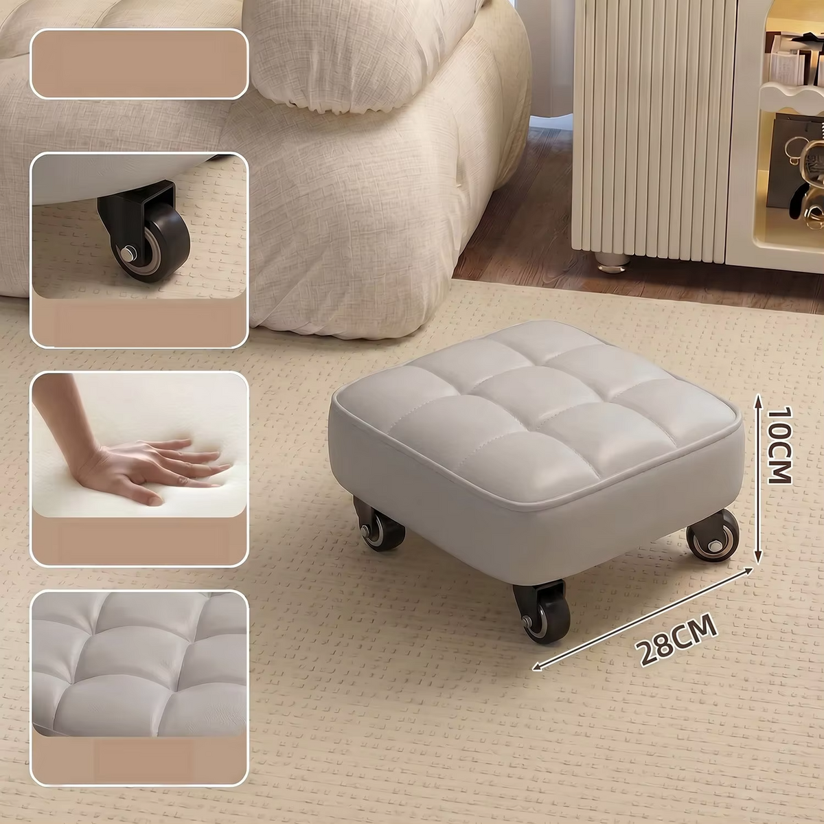 Household Wheeled Low Stools Floor-cleaning Chairs Wheeled Seam Sealing Stools Rotating Nail and Pedicure Round Stools