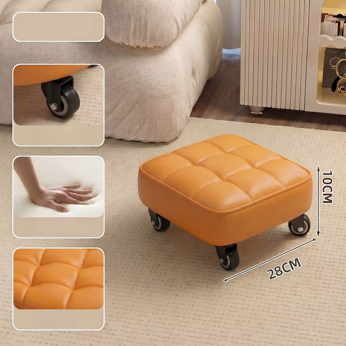 Household Wheeled Low Stools Floor-cleaning Chairs Wheeled Seam Sealing Stools Rotating Nail and Pedicure Round Stools