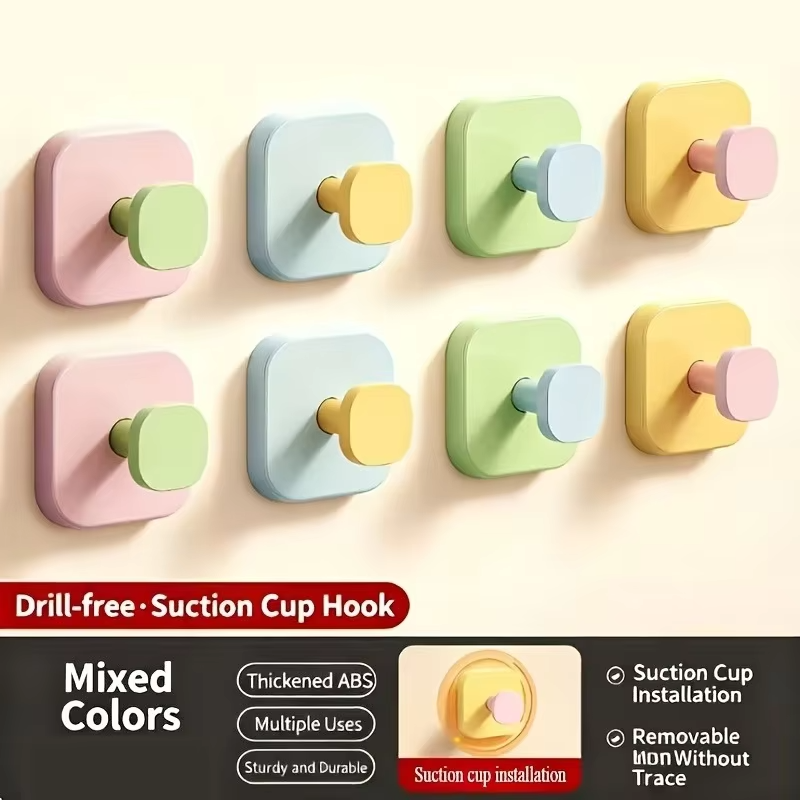 Dopamine Suction Cup Hooks - Back-of-door Hooks - Strong Adhesive, Seamless Hooks - No-drilling Bathroom Wall Storage Hooks