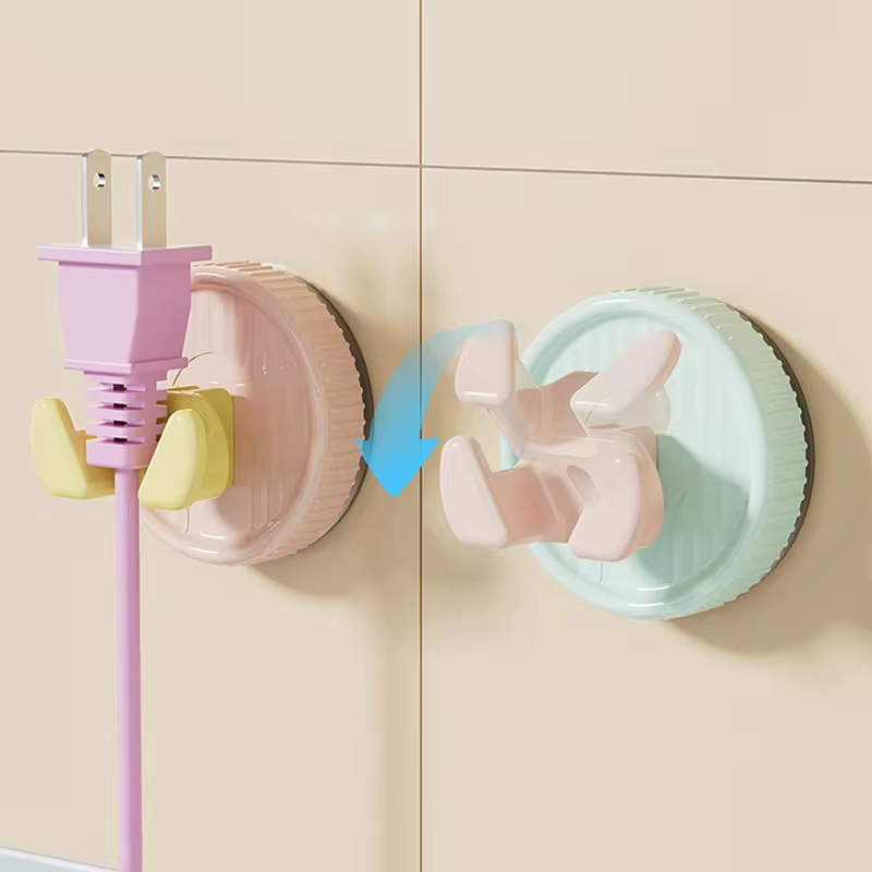 Suction Cup Wall Mounted Candy color Double-head Hook No-Drilling Suction Cup Hook for Bathroom Waterproof Hanging Paper Towel
