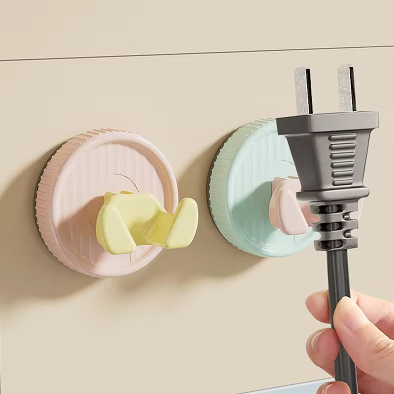 Suction Cup Wall Mounted Candy color Double-head Hook No-Drilling Suction Cup Hook for Bathroom Waterproof Hanging Paper Towel