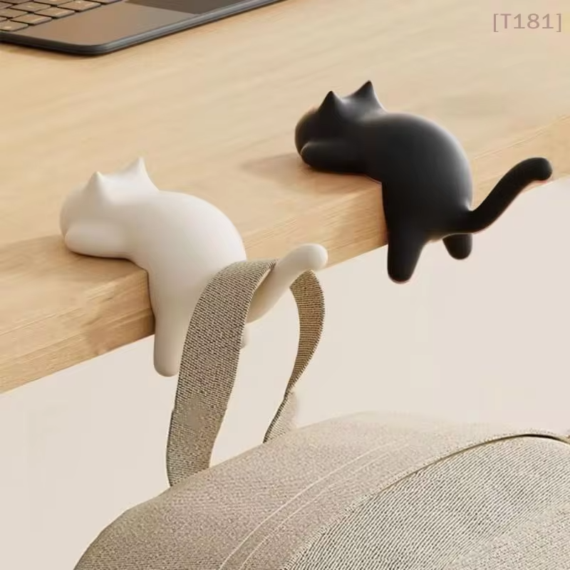 [E] Cute Portable Cat Bag Hook Hanger Table Hook Handbag Backpack Travel Bag Organizer Holder Home Office Decor Desk Side Hooks