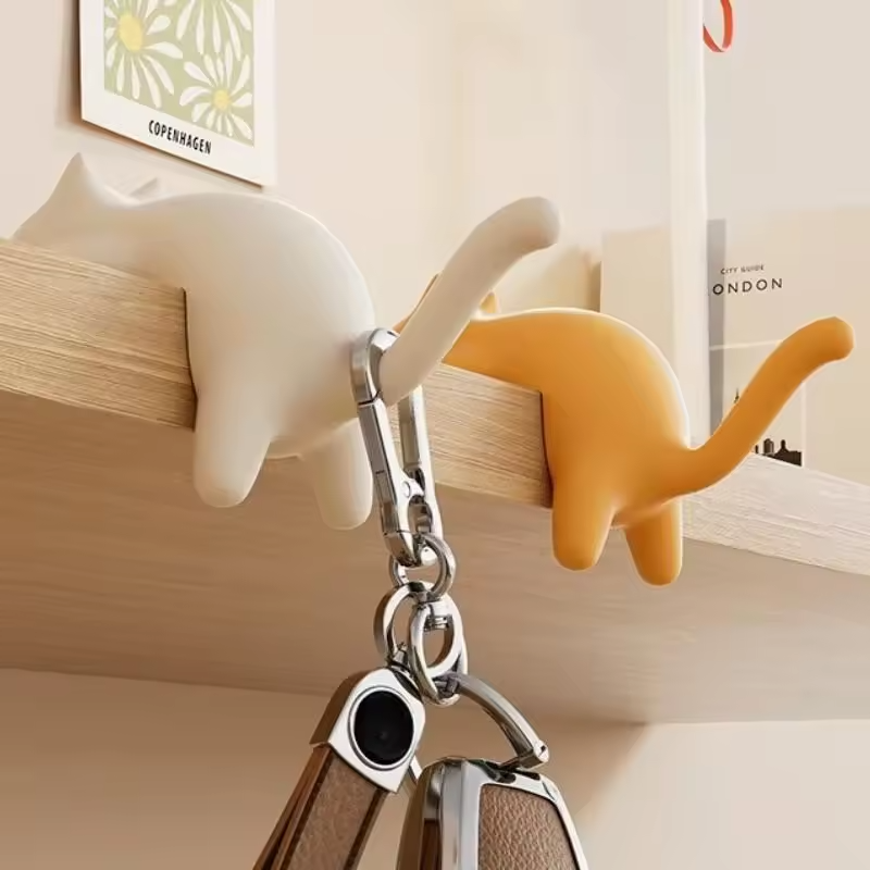 [E] Cute Portable Cat Bag Hook Hanger Table Hook Handbag Backpack Travel Bag Organizer Holder Home Office Decor Desk Side Hooks