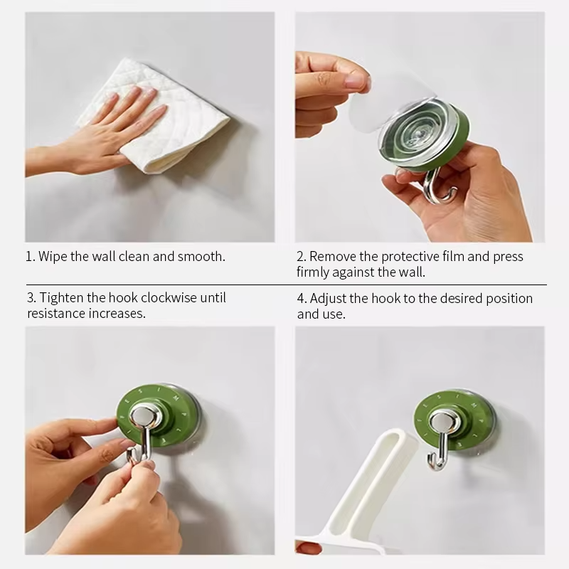 Swivel Suction Cup Bathroom Hook Markless Punch-Free Wall-Mounted Heavy-Duty Bathroom Kitchen and Furniture Storage