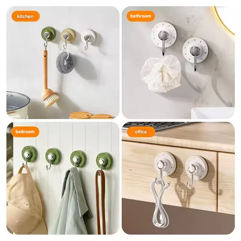 Swivel Suction Cup Bathroom Hook Markless Punch-Free Wall-Mounted Heavy-Duty Bathroom Kitchen and Furniture Storage