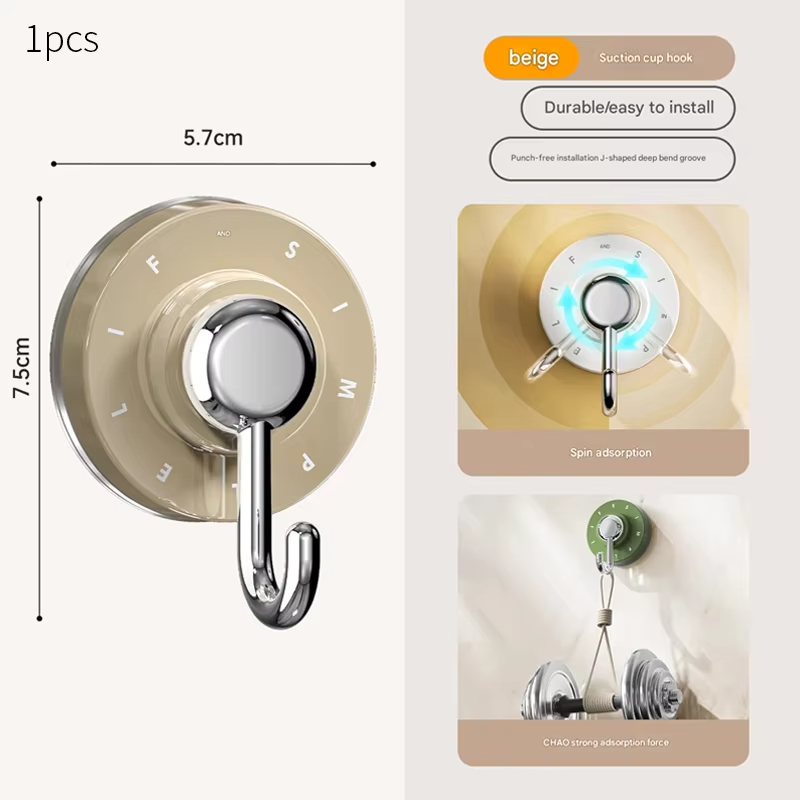 Swivel Suction Cup Bathroom Hook Markless Punch-Free Wall-Mounted Heavy-Duty Bathroom Kitchen and Furniture Storage
