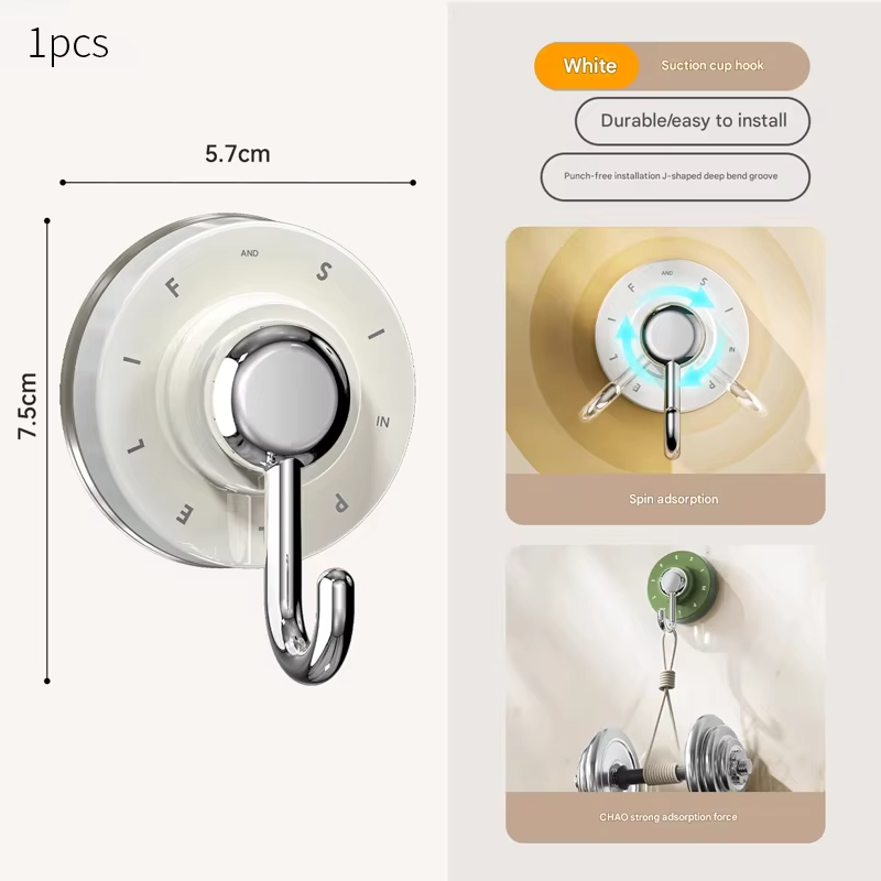 Swivel Suction Cup Bathroom Hook Markless Punch-Free Wall-Mounted Heavy-Duty Bathroom Kitchen and Furniture Storage