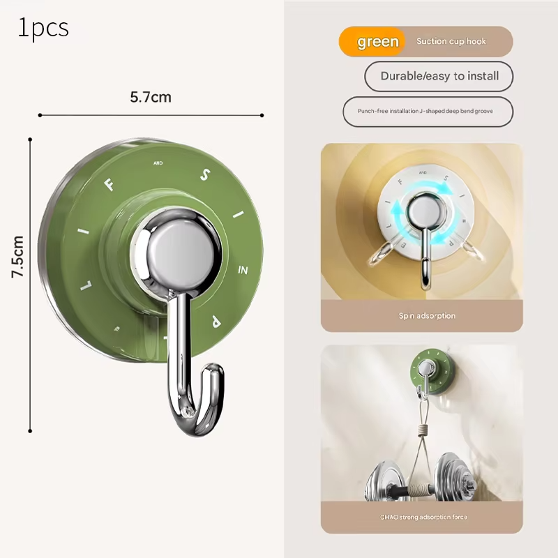 Swivel Suction Cup Bathroom Hook Markless Punch-Free Wall-Mounted Heavy-Duty Bathroom Kitchen and Furniture Storage